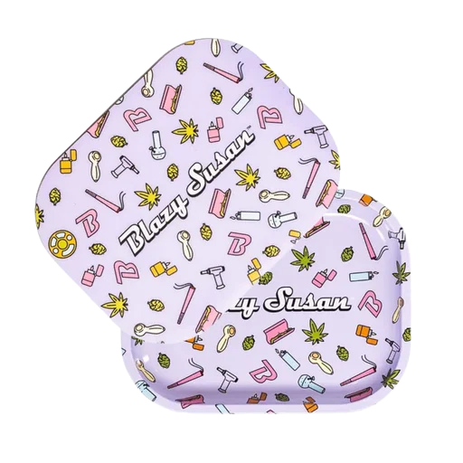 Purple Icon Metal Rolling Tray w/ Lid - Small